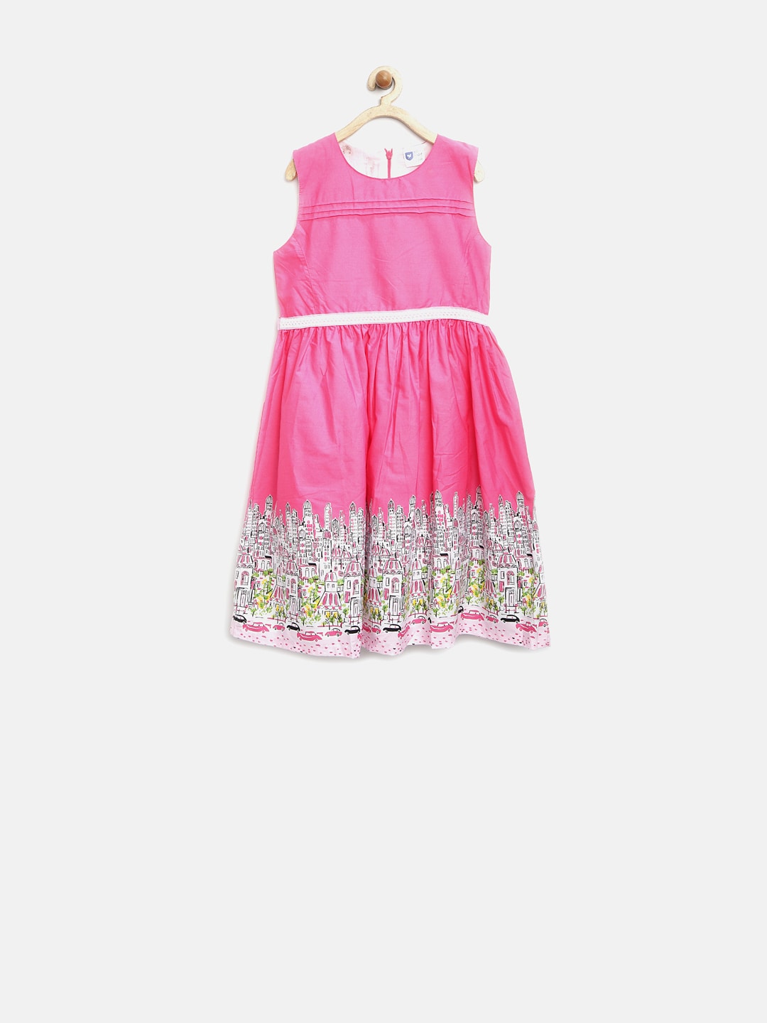 612 League Girls Pink Printed Fit  Flare Dress