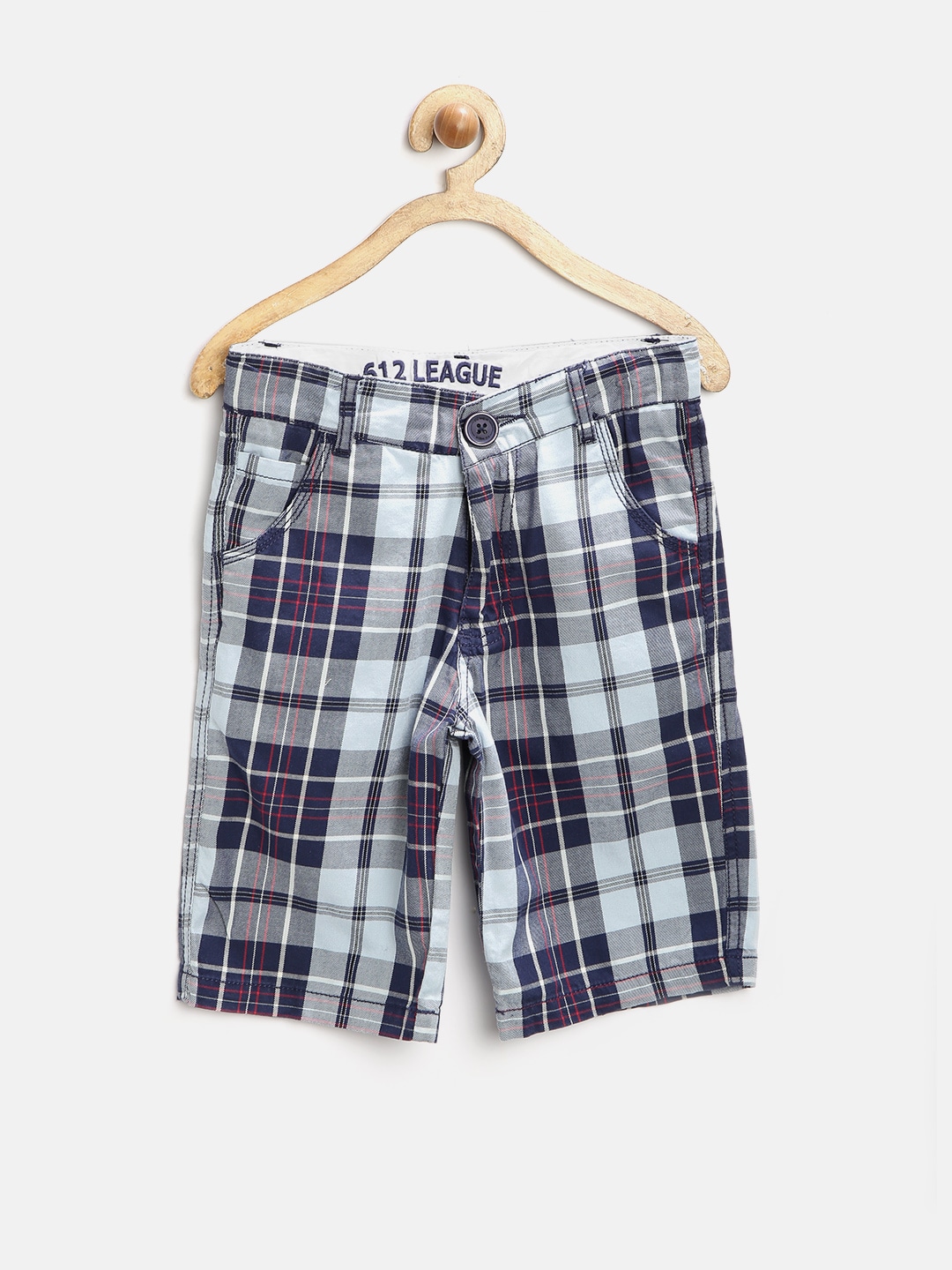 612 League Boys Blue  Grey Checked Shorts