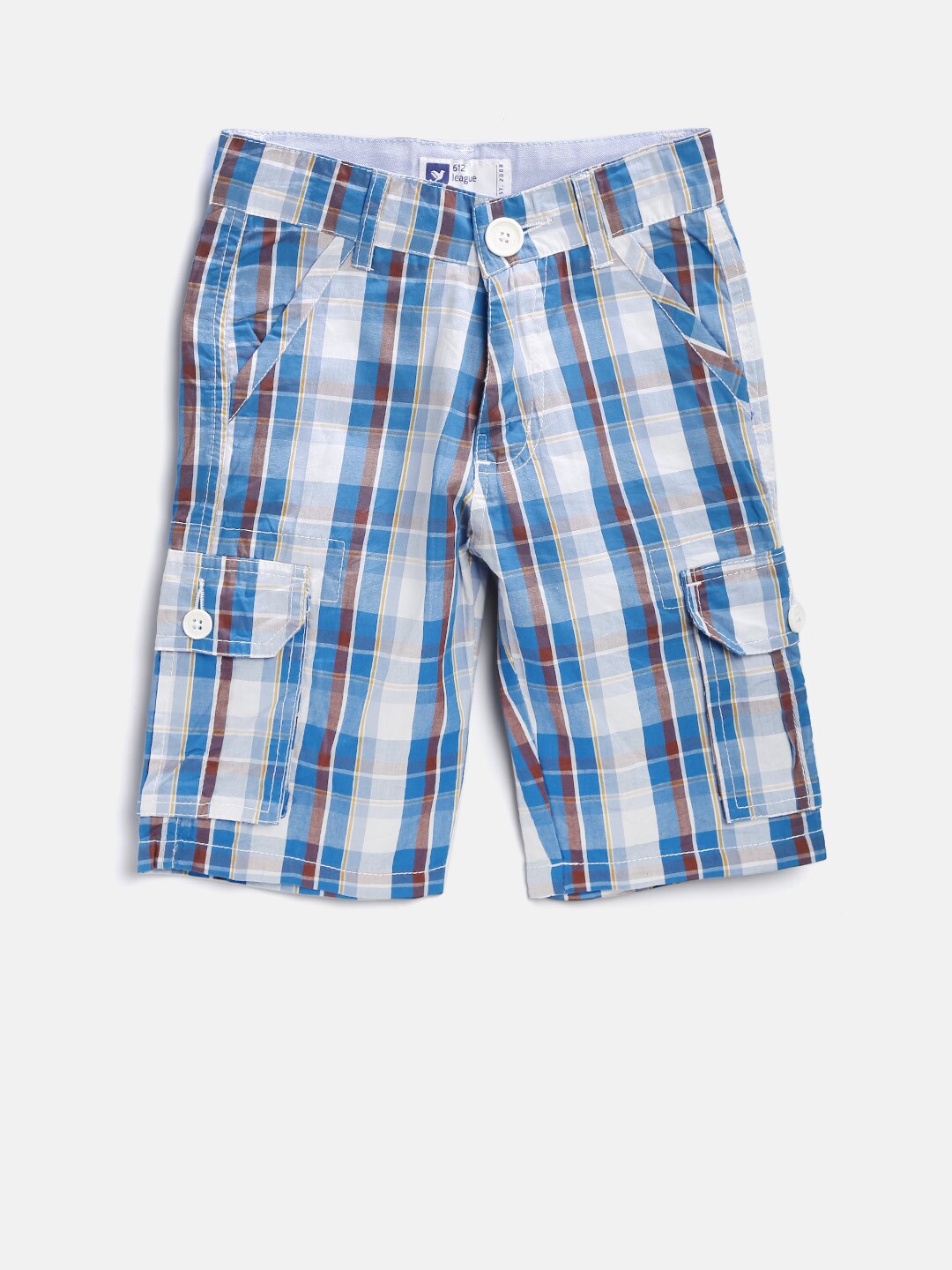 612 league Boys Blue Checked Cargo Shorts