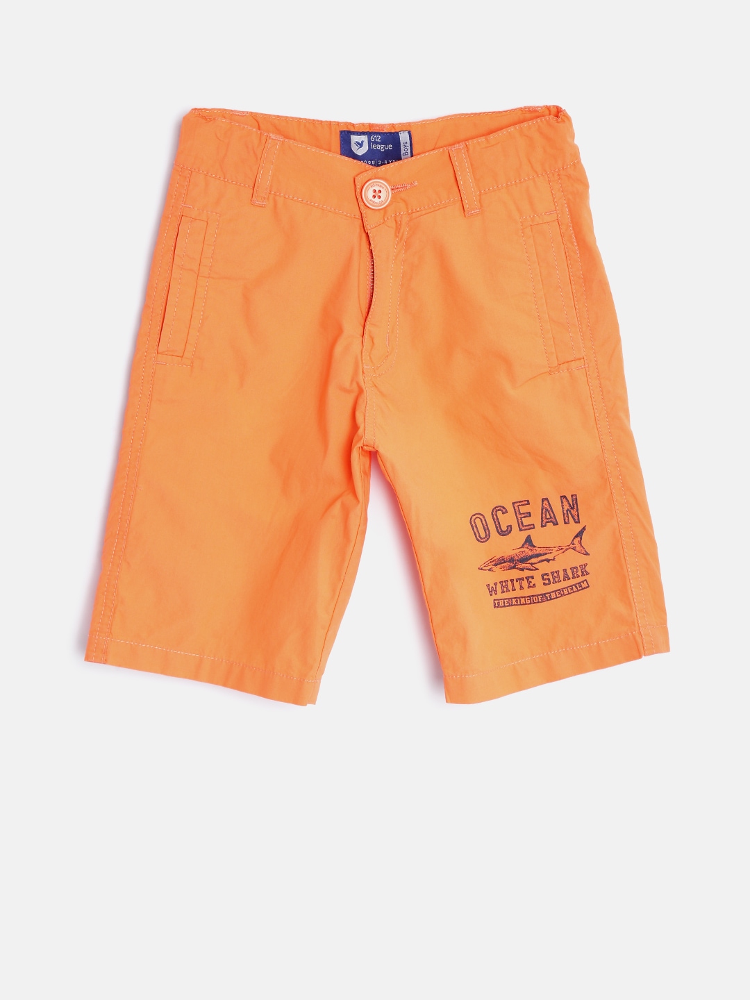 612 league Boys Orange Printed Shorts