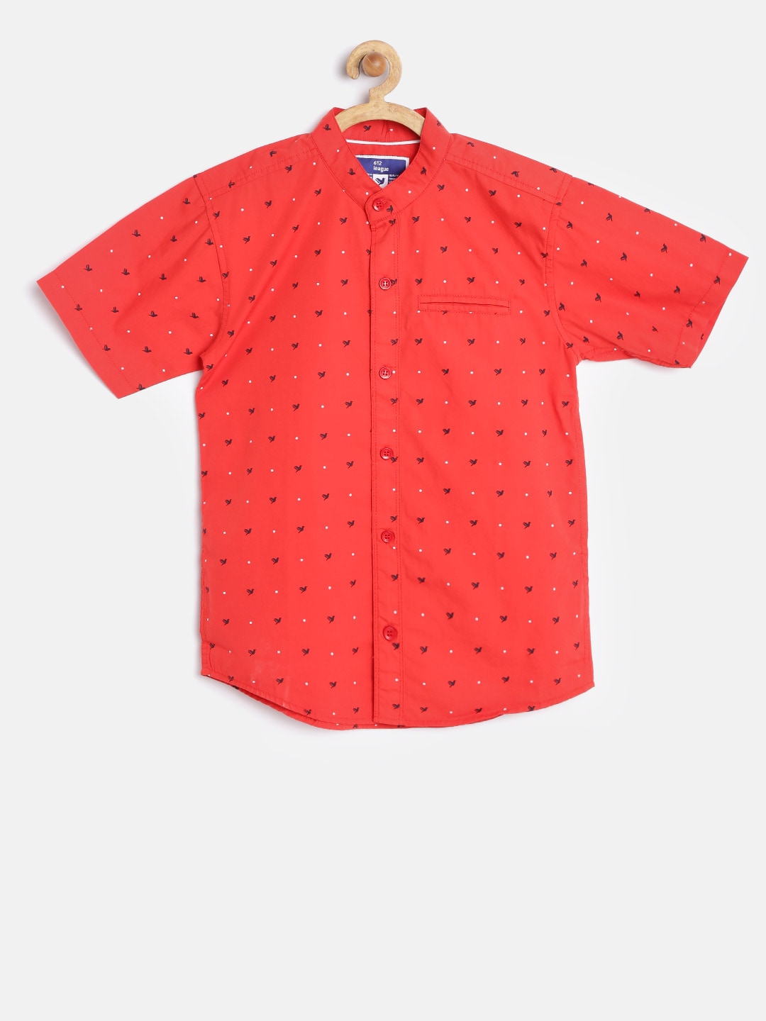 612 league Boys Red Printed Casual Shirt