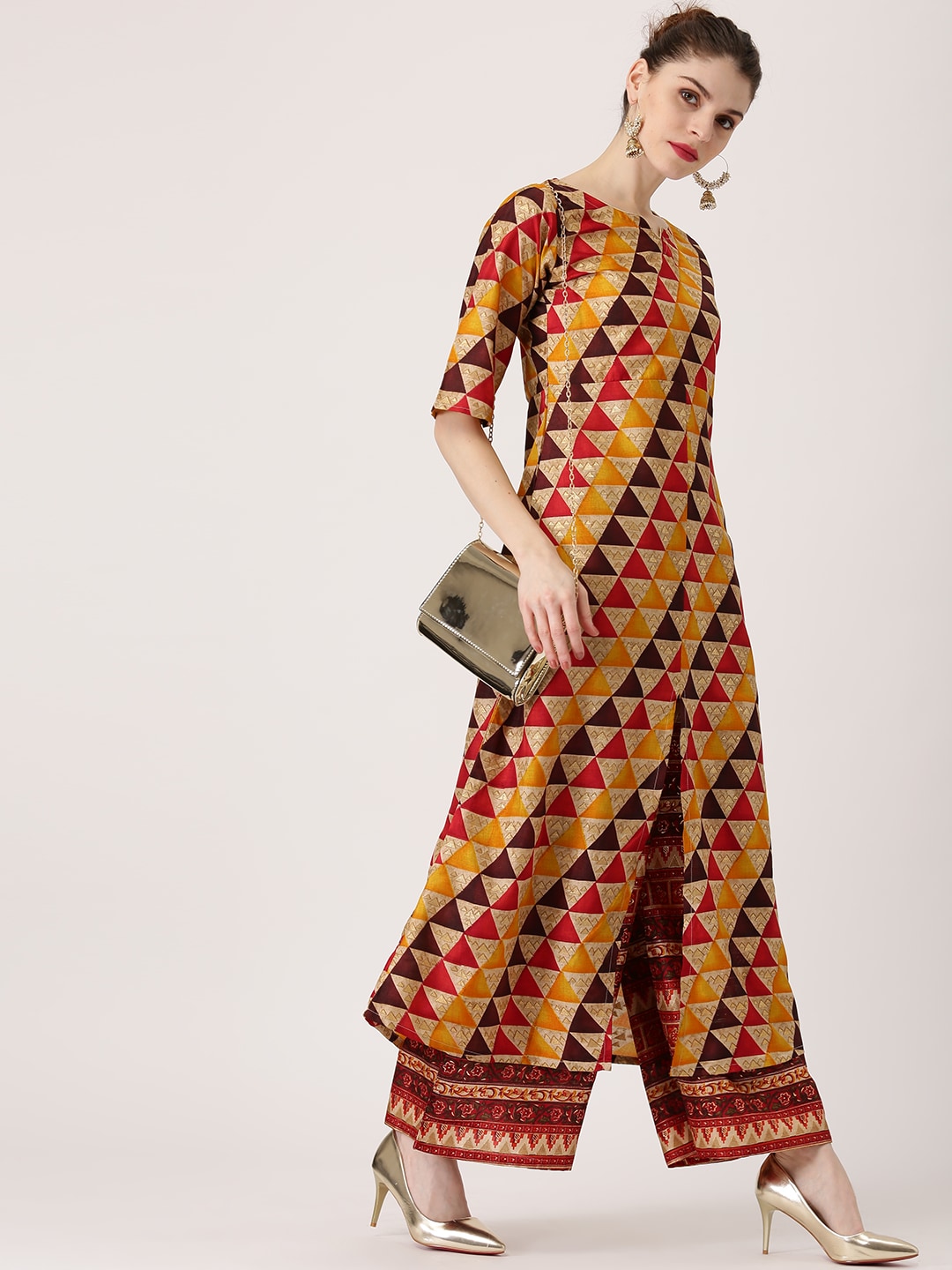 Libas Women Multicoloured Printed A-Line Kurta with Palazzos