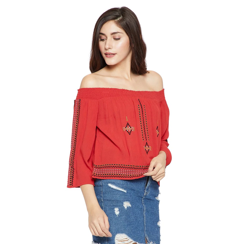 Red Solid Blouse