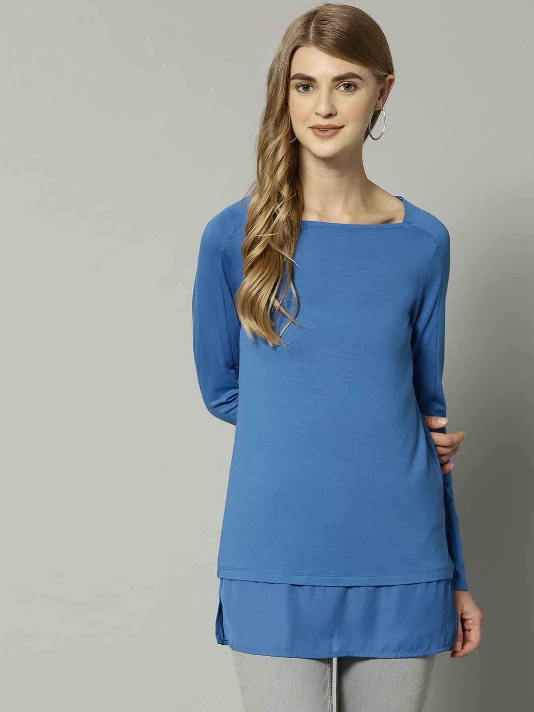 Marks  Spencer Women Blue Solid Top