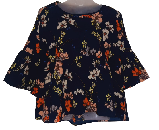 Navy Blue Printed Blouse