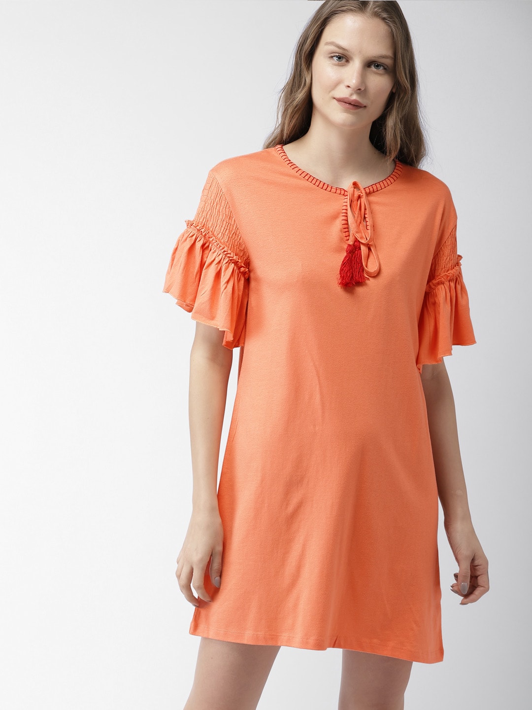 Mast  Harbour Women Orange Solid A-Line Dress