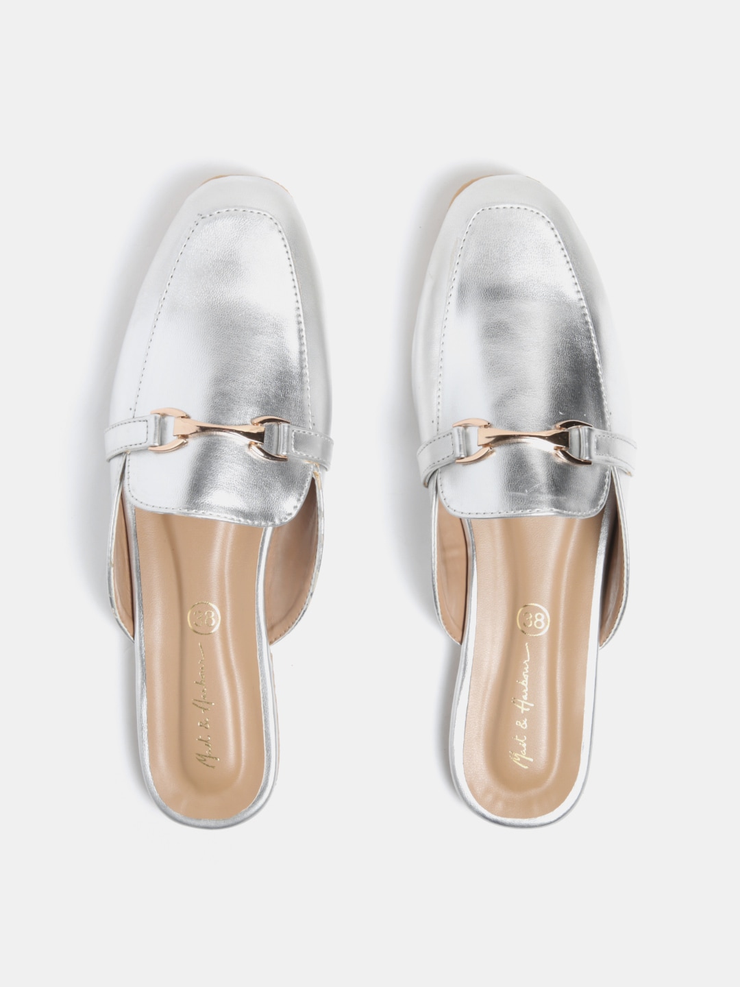 Mast  Harbour Women Silver-Toned Solid Mules