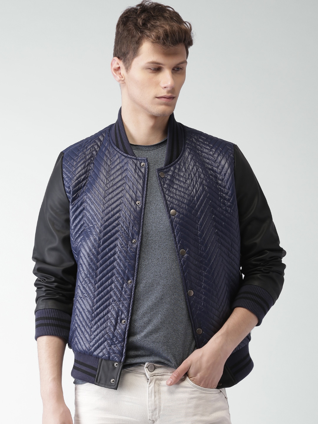 Mast  Harbour Navy  Black Quilted Bomber Jacket