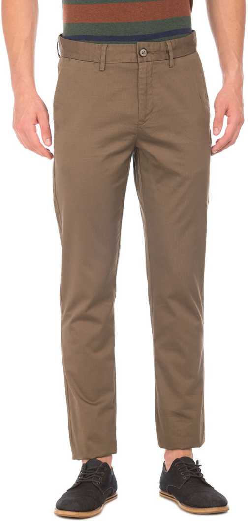 U.S. Polo Assn  Slim Fit Men Brown Cotton Blend Trousers