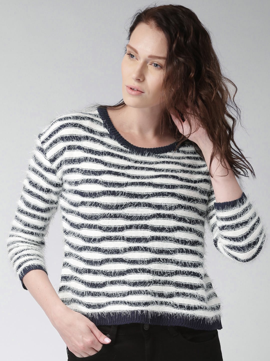 Mast  Harbour Navy  White Striped Sweater