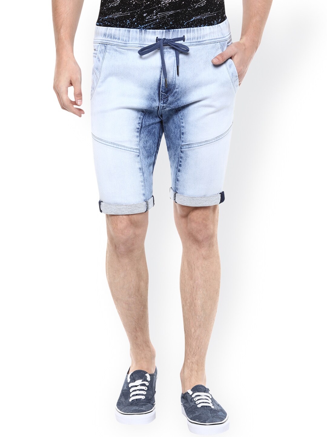 Mufti Men Blue Washed Denim Shorts