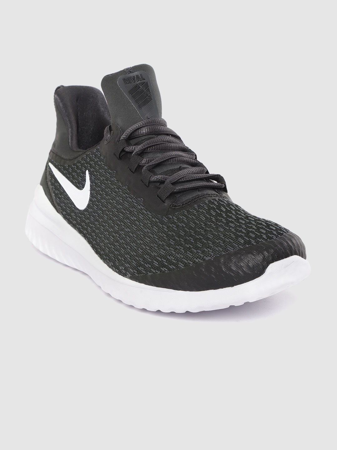 Nike Men Black  Grey Woven Design Renew Rival Running Shoes