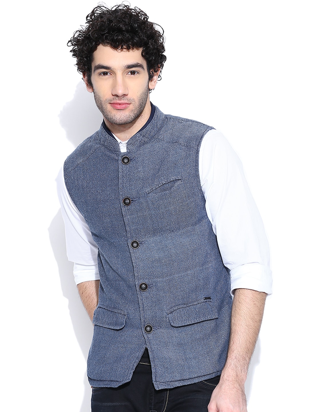 Numero Uno Blue Denim Nehru Jacket