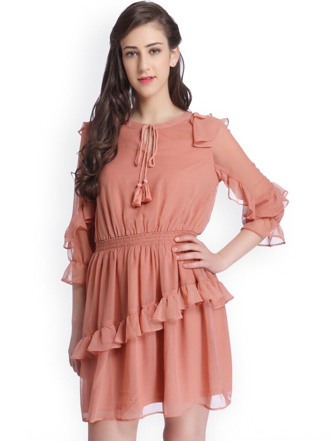 ONLY Women Pink Solid Fit  Flare Dress