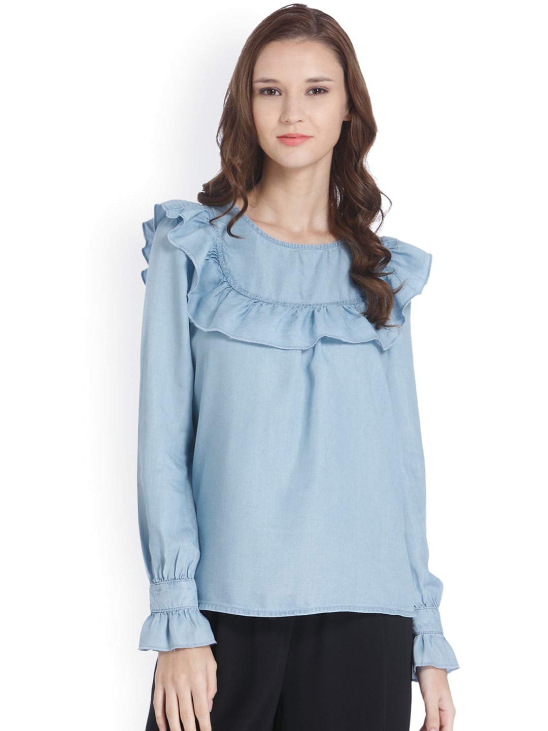 ONLY Women Blue Solid Top