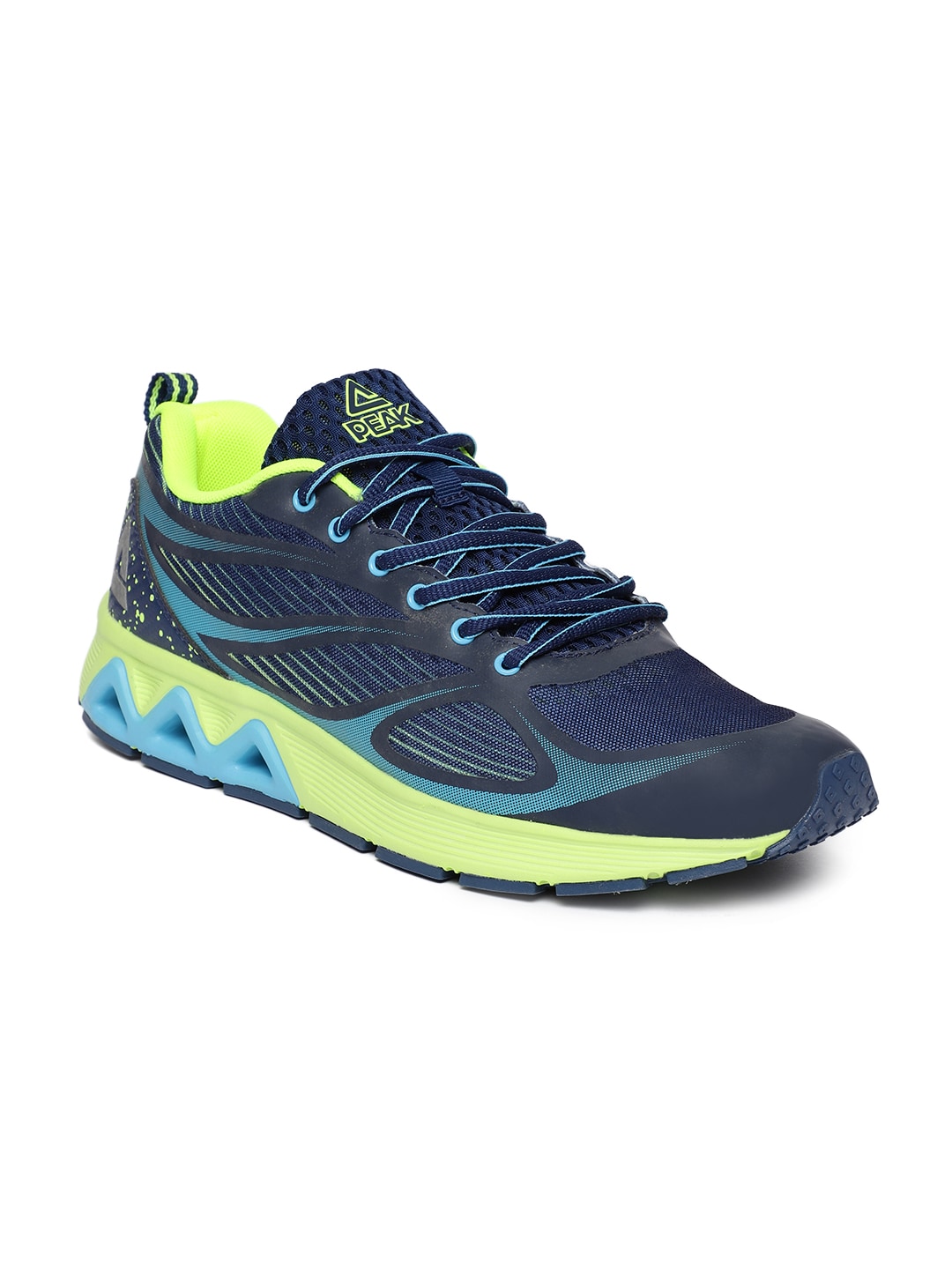 PEAK Men Blue  Fluorescent Green Running Shoes