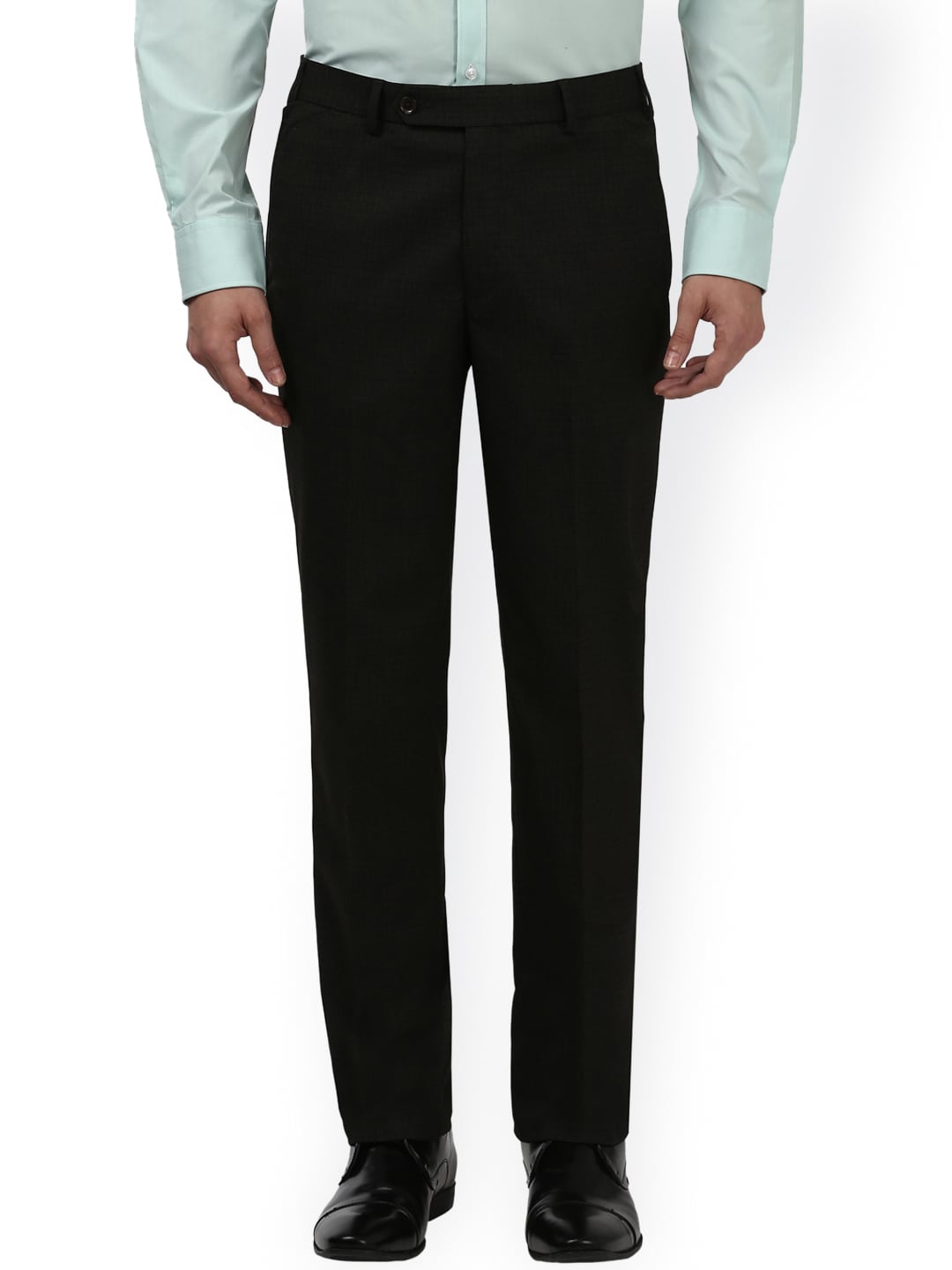 Park Avenue Men Brown Regular Fit Checked Formal Trousers