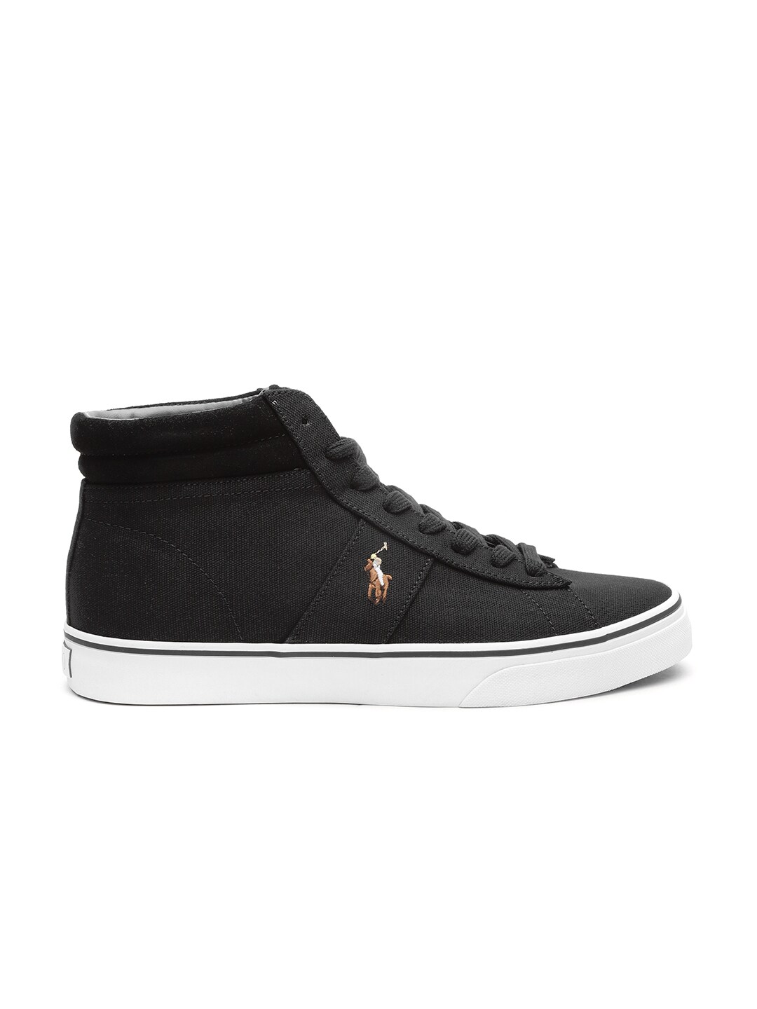 Polo Ralph Lauren Men Black Solid Mid-Top Sneakers