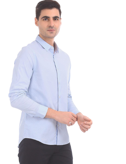 Pink Textured Slim Fit Formal Shirt