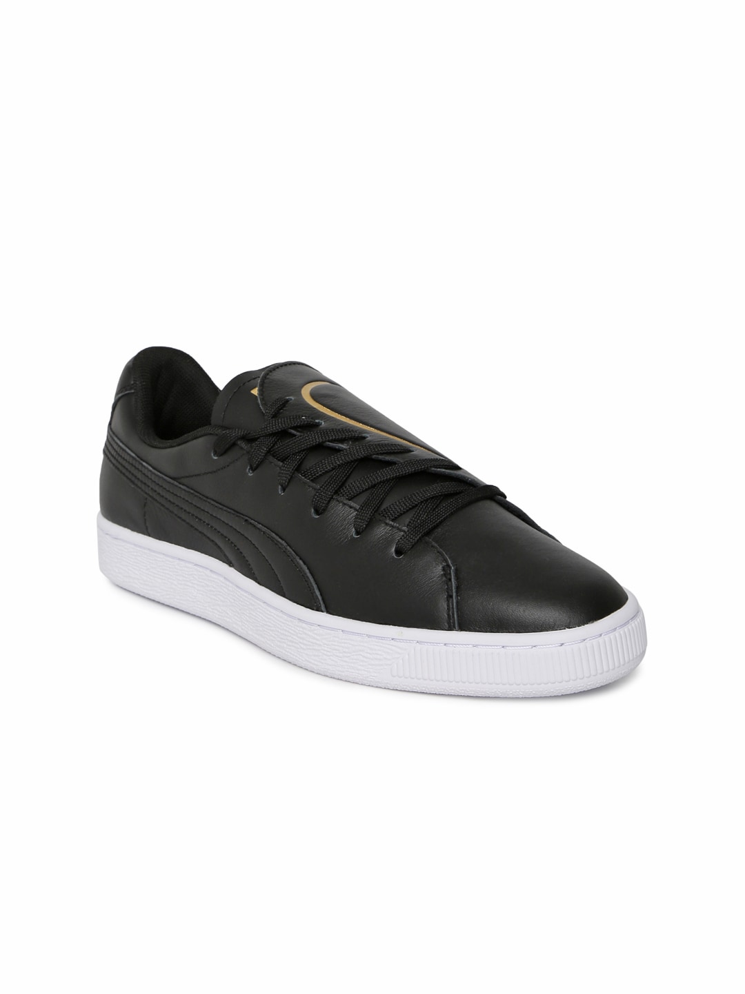 Puma Women Black Basket Crush Emboss Leather Sneakers