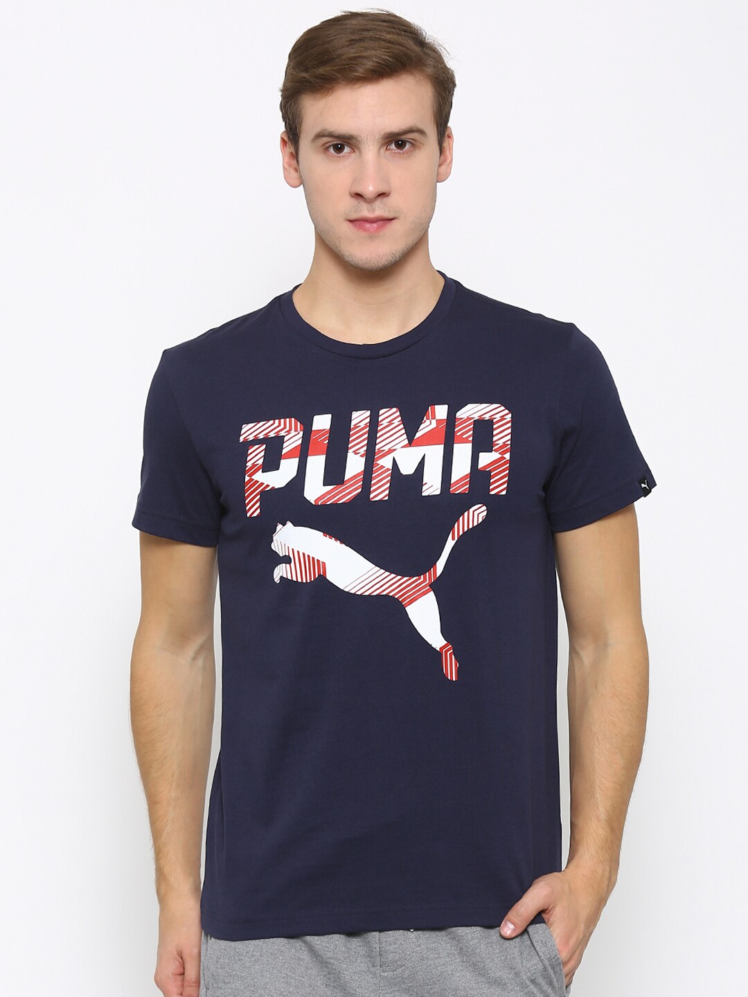 Puma Navy Printed Brand Slim Fit T-shirt