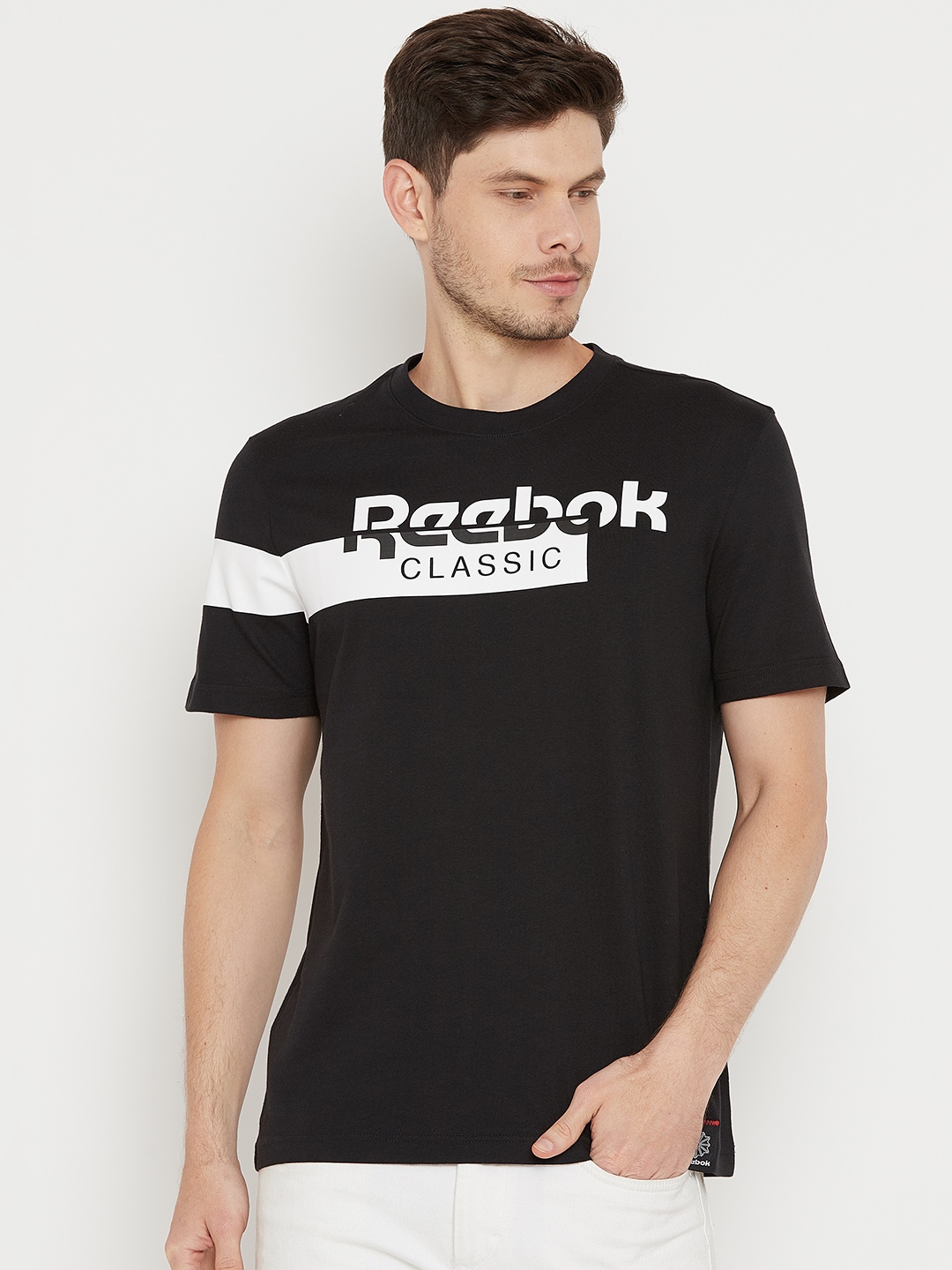 Reebok Classic Men Black Disruptive Printed T-shirt