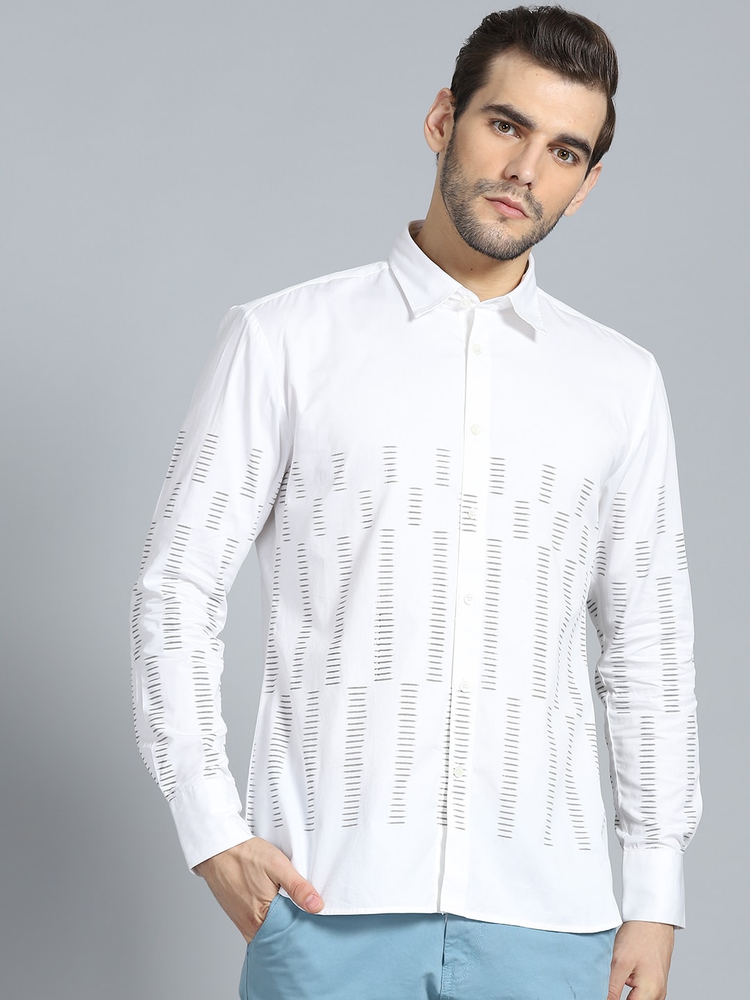 Rohit Bal Limited Men Off-White Regular Fit Block Print Casual Shirt