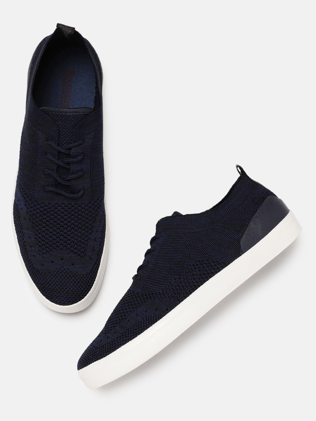 The Roadster Lifestyle Co. Men Navy Blue & White Colourblocked Lightweight  Sneakers - Price History