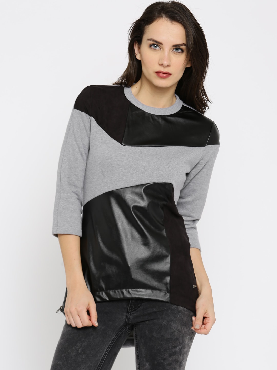 RDSTR Grey Melange  Black Sweatshirt