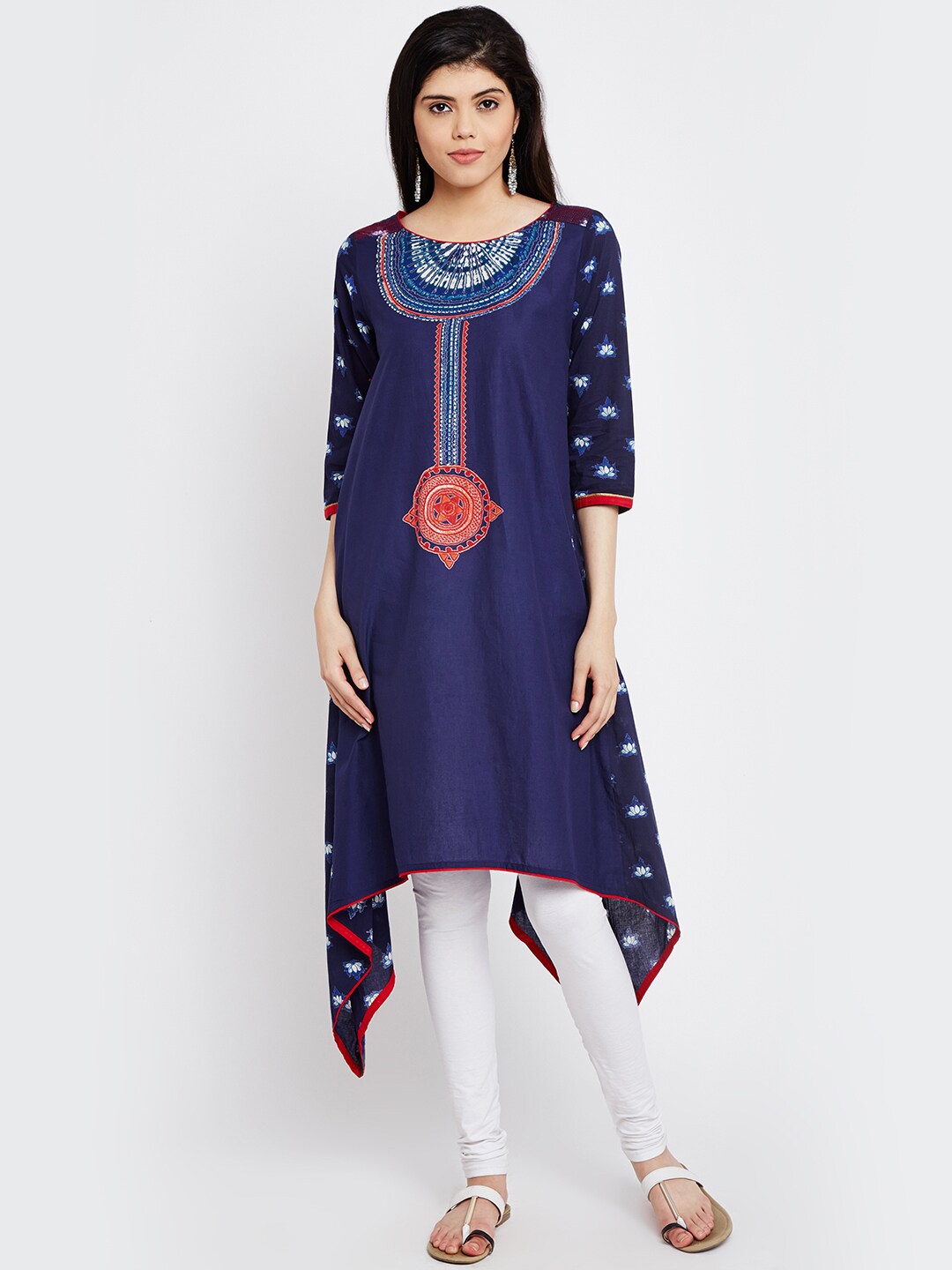 RANGMANCH BY PANTALOONS Women Blue Printed A-Line Kurta