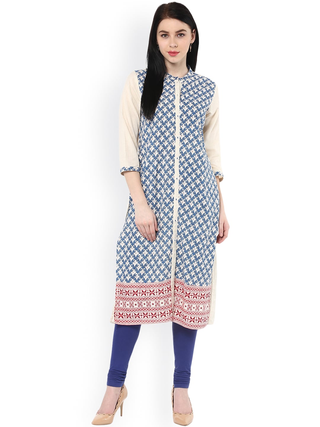 RANGMANCH BY PANTALOONS Women Off-White Printed A-Line Kurta