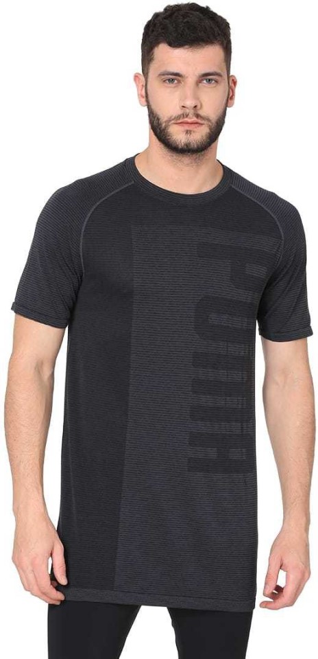 Puma  Self Design Men Round or Crew Black T-Shirt