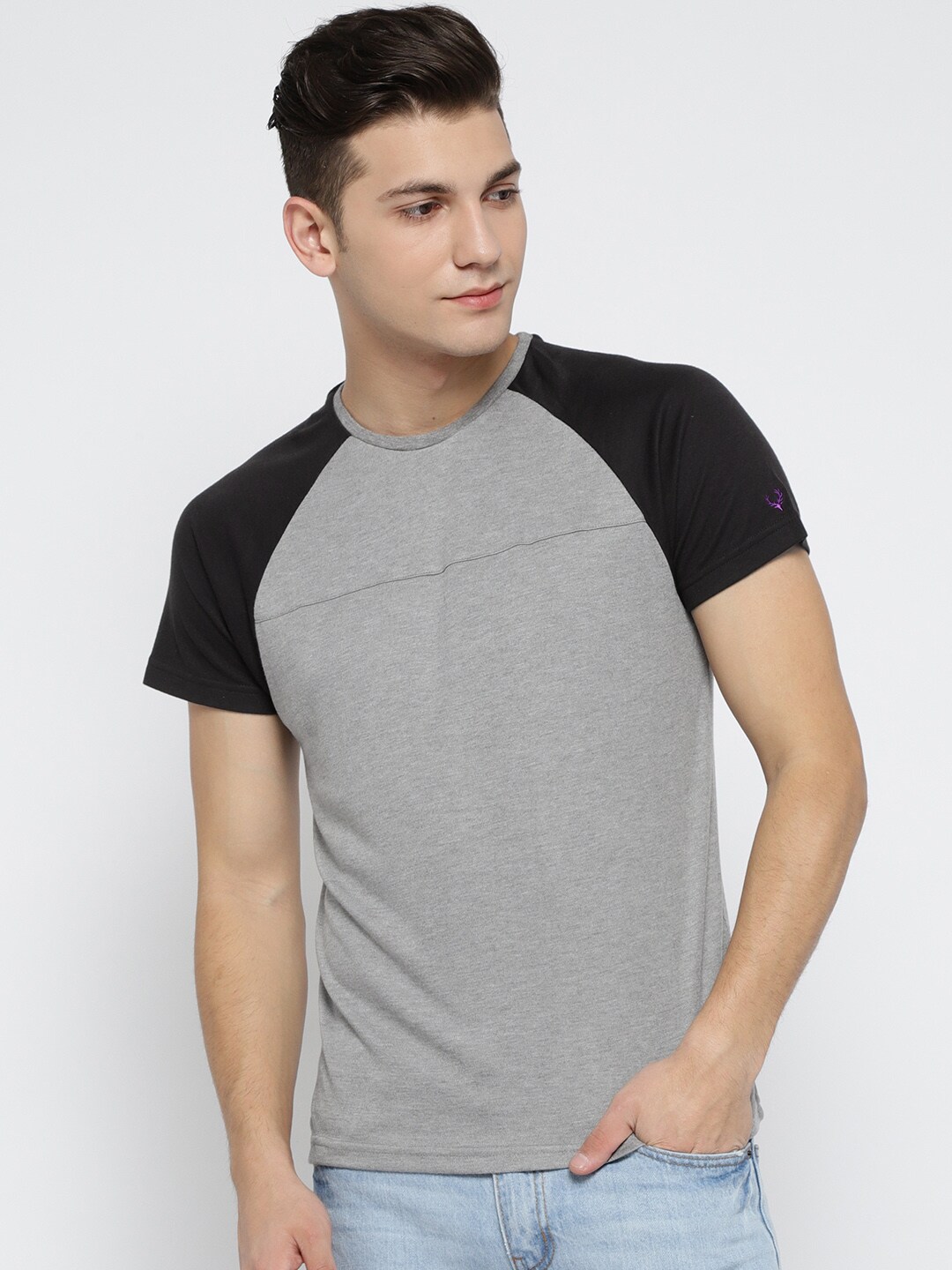 Solly Sport Men Grey Printed Round Neck T-shirt