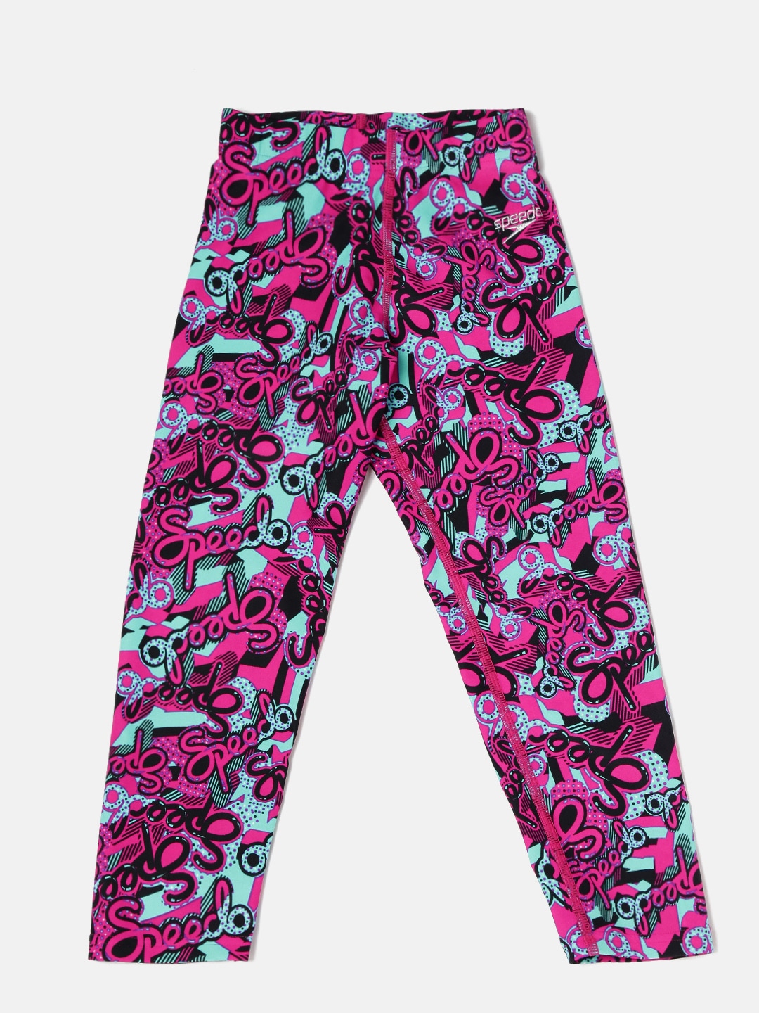 Speedo Girls Pink  Blue Printed Swim Capris 8PSG04B483