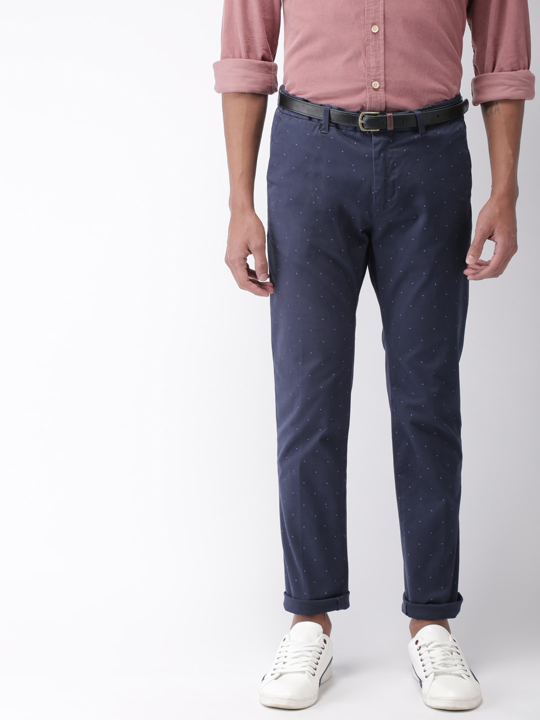 Scotch  Soda Men Navy Stuart Classic Slim Fit Printed Chinos