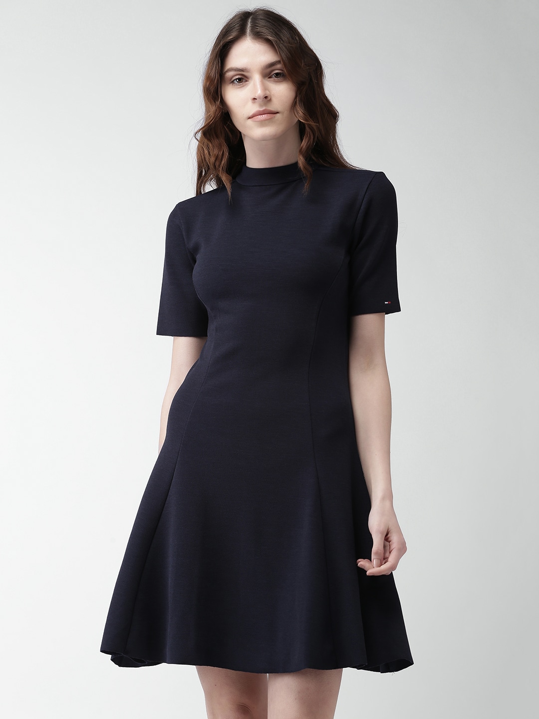 Tommy Hilfiger Women Navy Blue Solid A-Line Dress