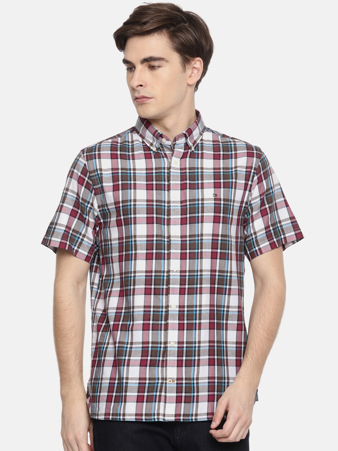 Tommy Hilfiger Men Multi-Coloured Regular Fit Checked Casual Shirt