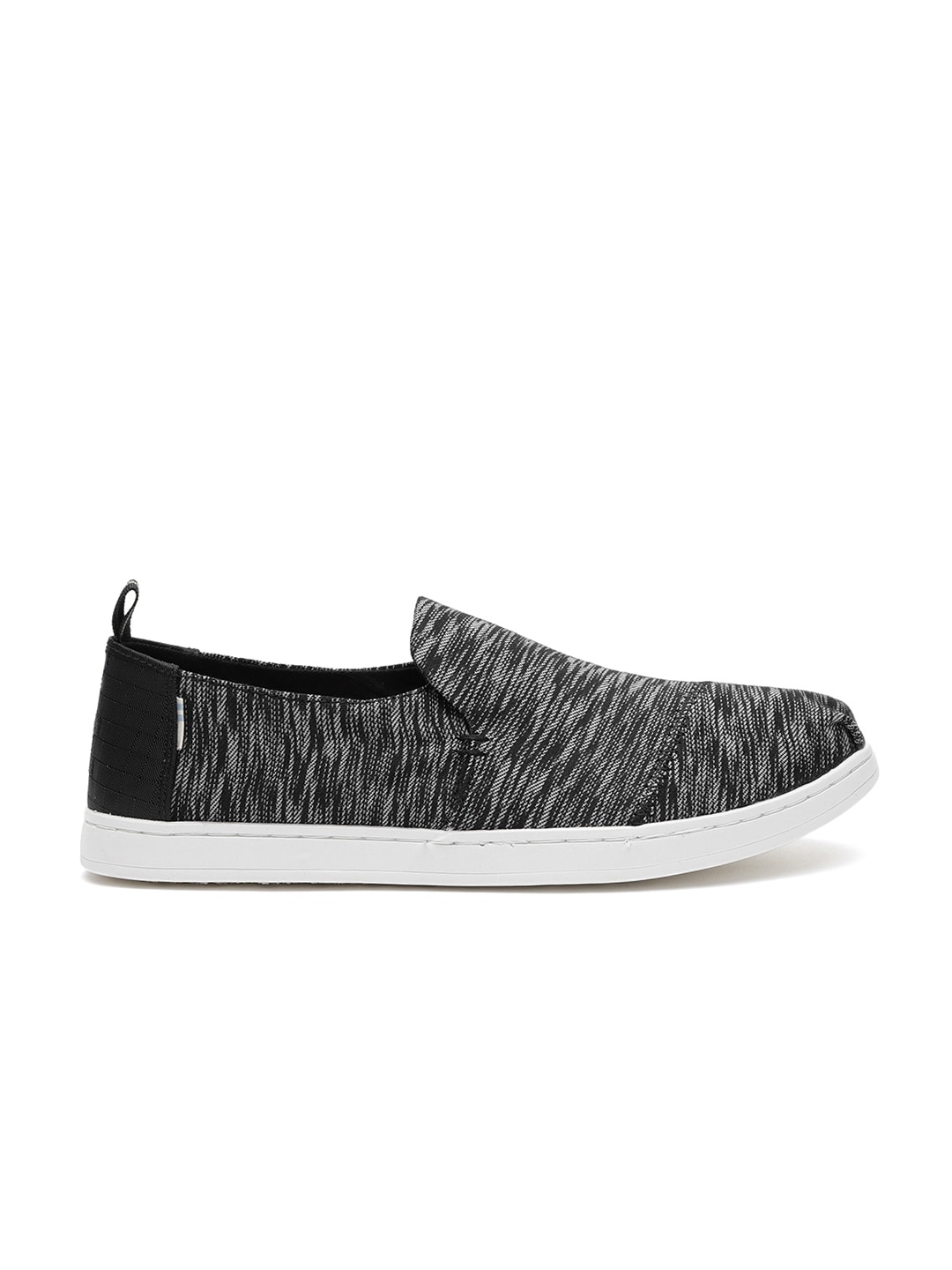 TOMS Men Black  White Woven Design Slip-On Sneakers