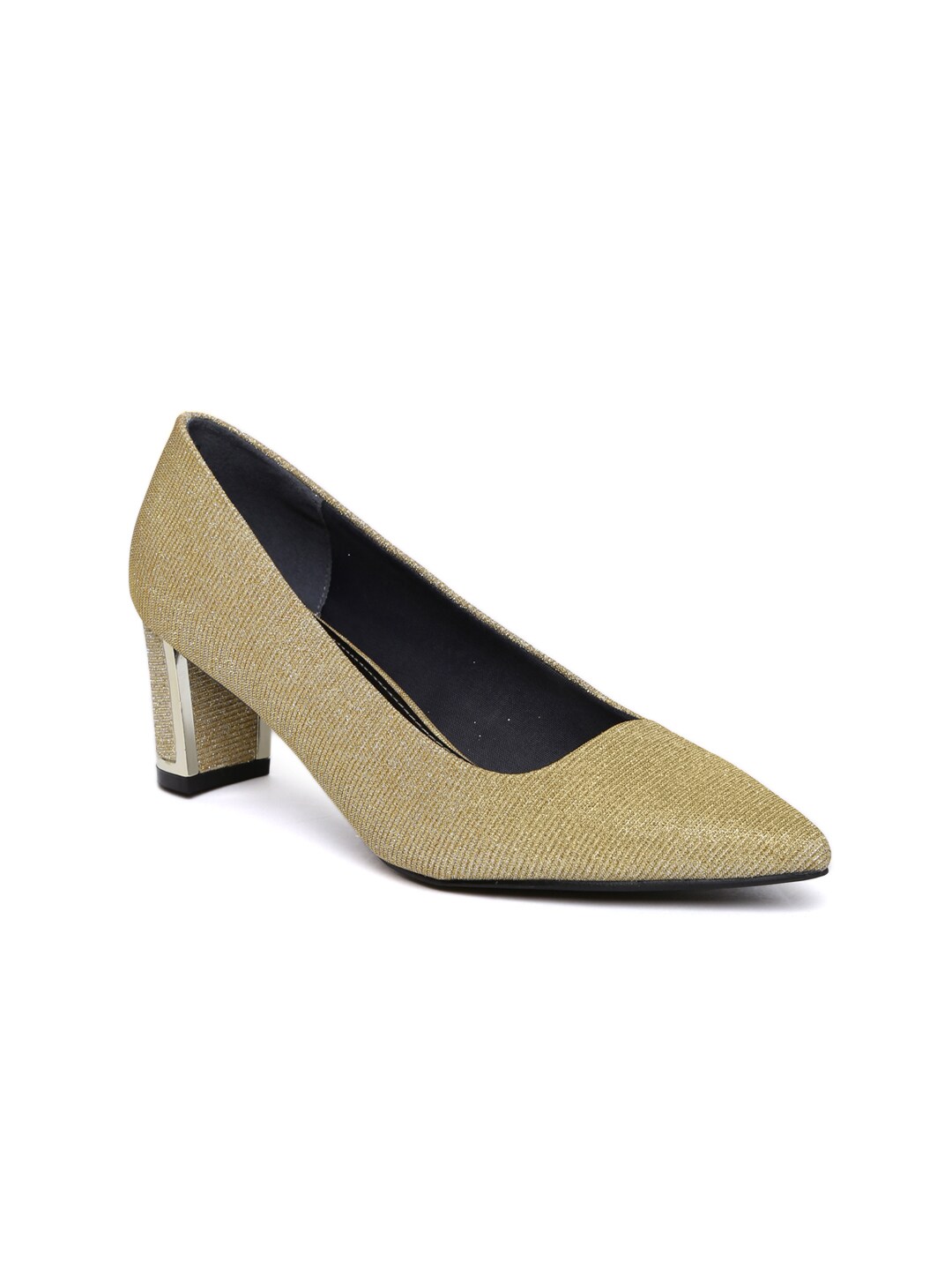 Tresmode Women Gold-Toned Shimmery Pumps