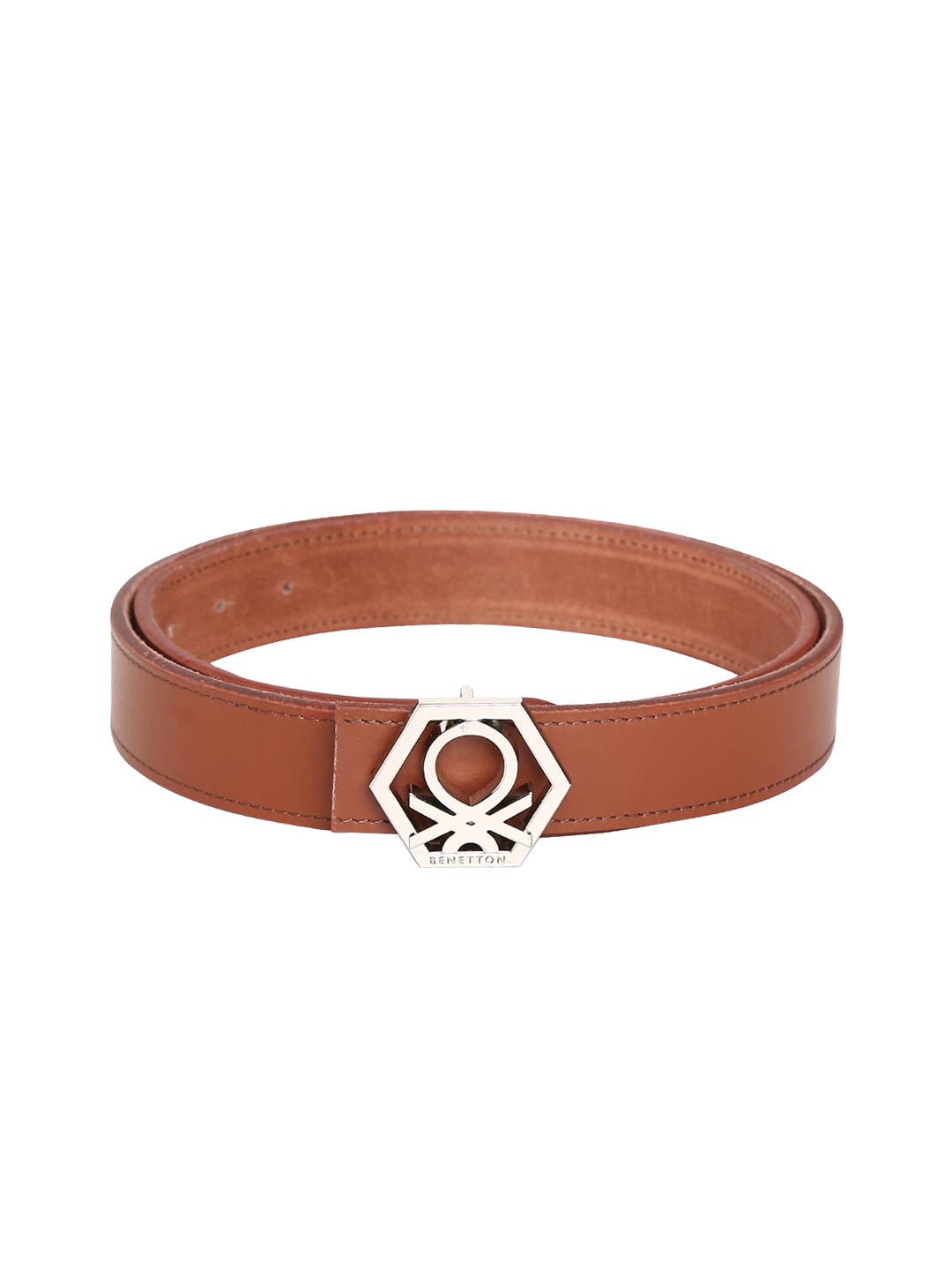 United Colors of Benetton Men Tan Solid Leather Belt