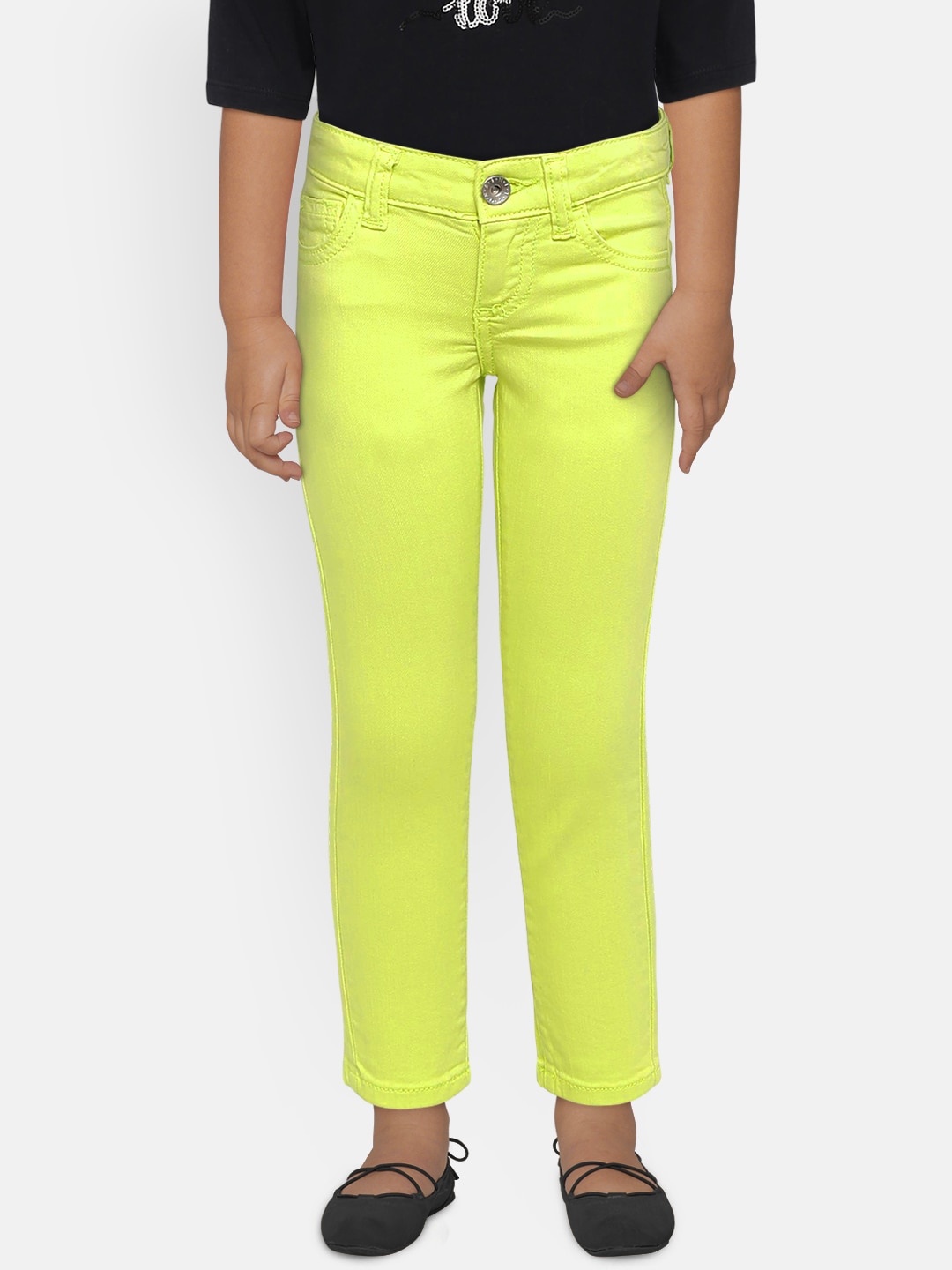 United Colors of Benetton Girls Lime Green Mid-Rise Clean Look Stretchable Jeans