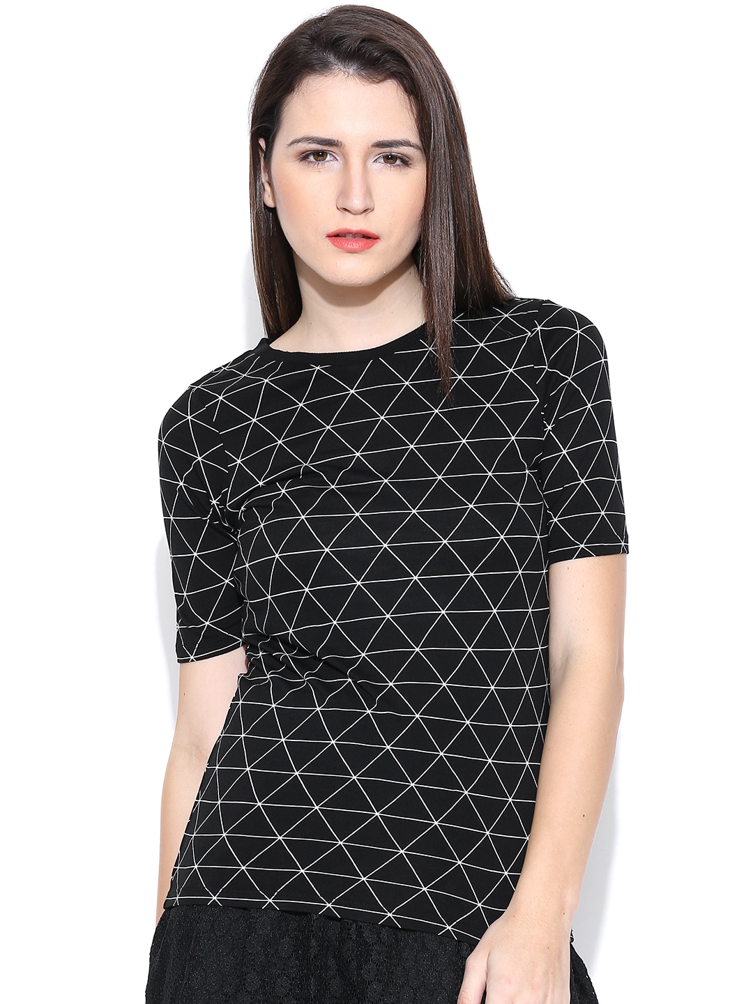 United Colors of Benetton Black  White Printed Top