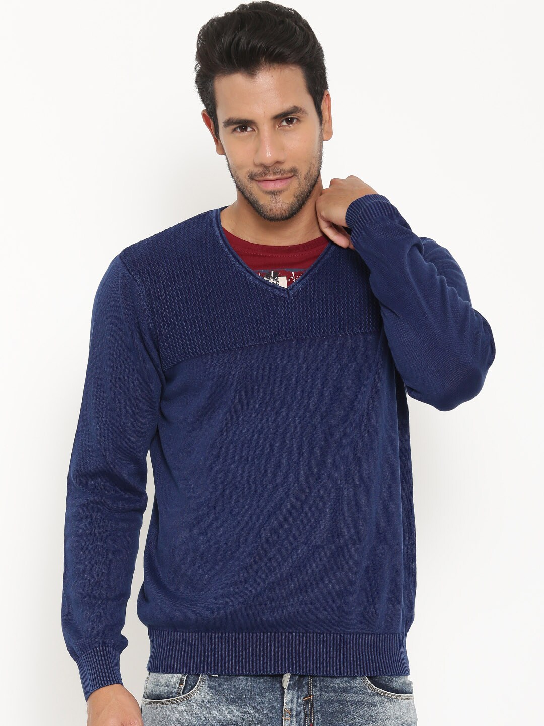 URBAN EAGLE by Pantaloons Men Navy Sweater