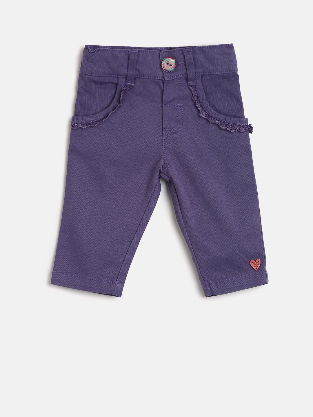 UFO Girls Purple Regular Fit Solid Regular Trousers