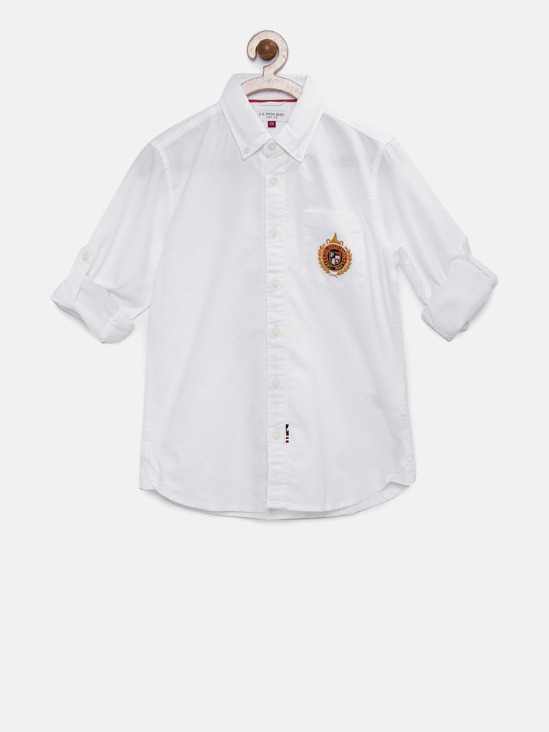 U.S. Polo Assn. Kids Boys White Regular Fit Solid Casual Shirt