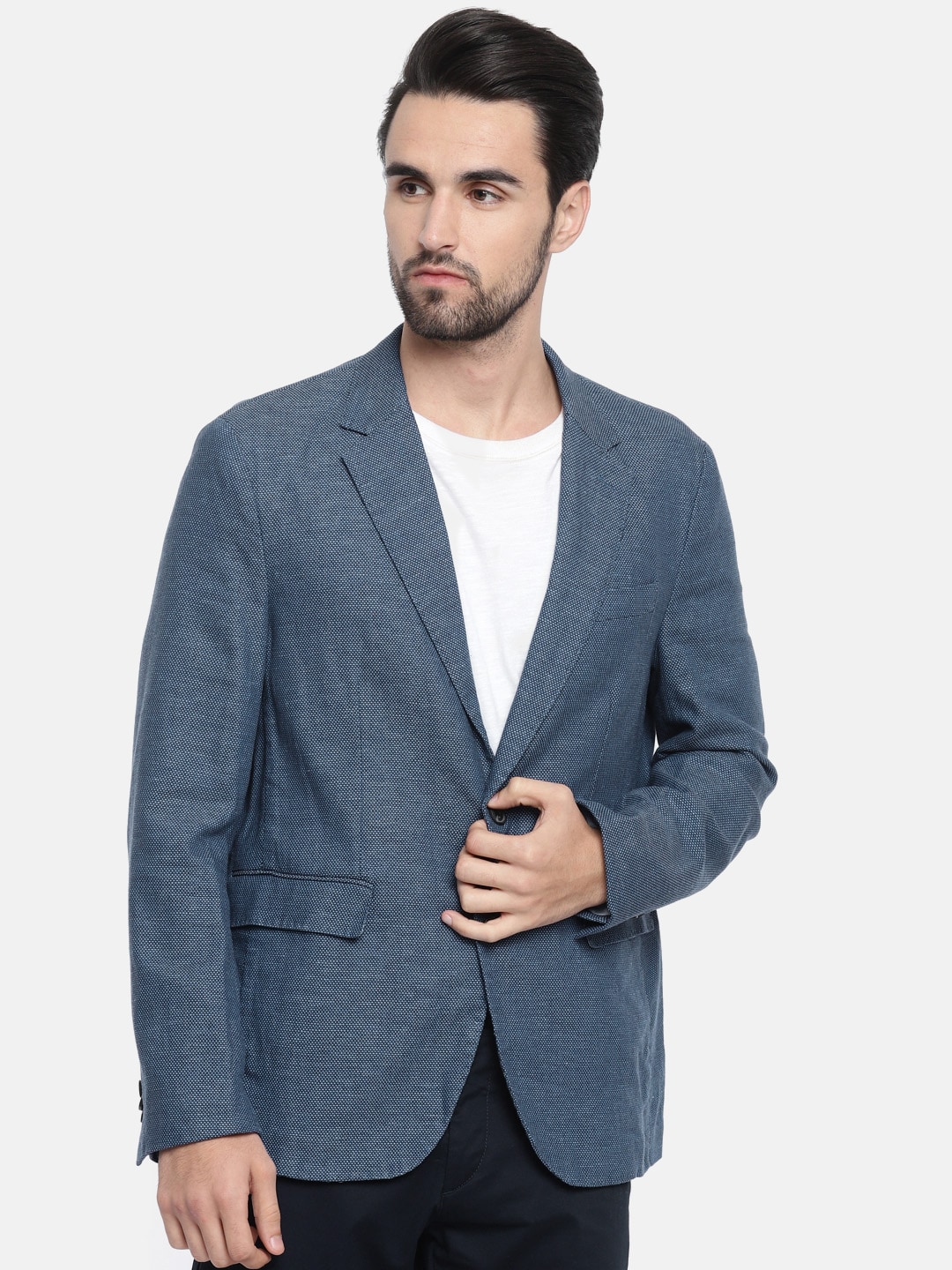 U.S. Polo Assn. Blue Single-Breasted Casual Blazer