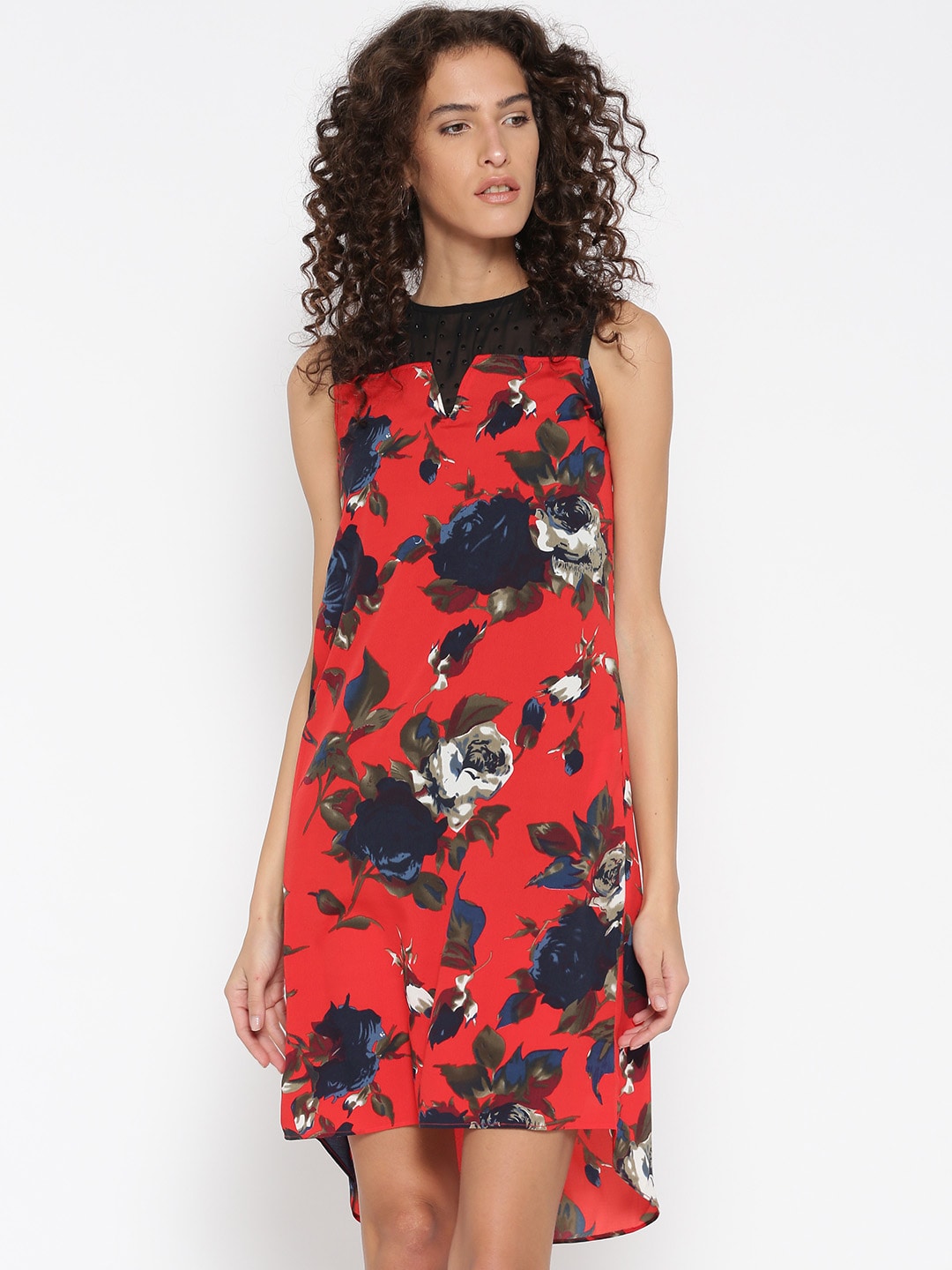 Wills Lifestyle Red Floral Print Midi Dress