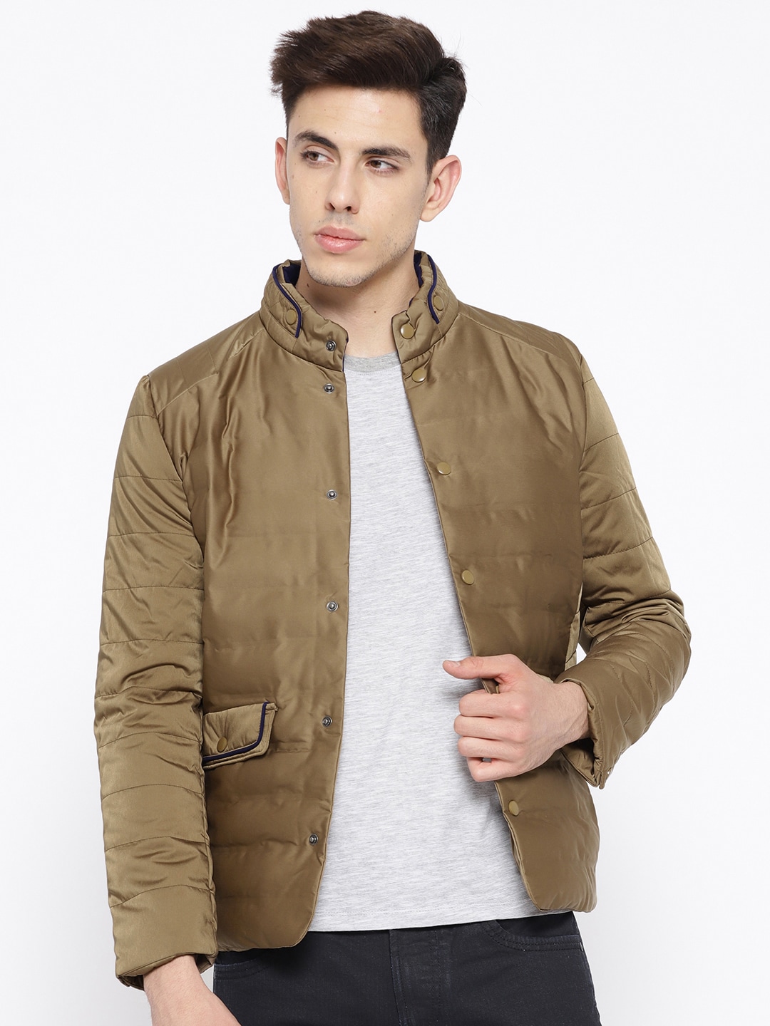 Wills Lifestyle Men Olive Brown Padded Jacket