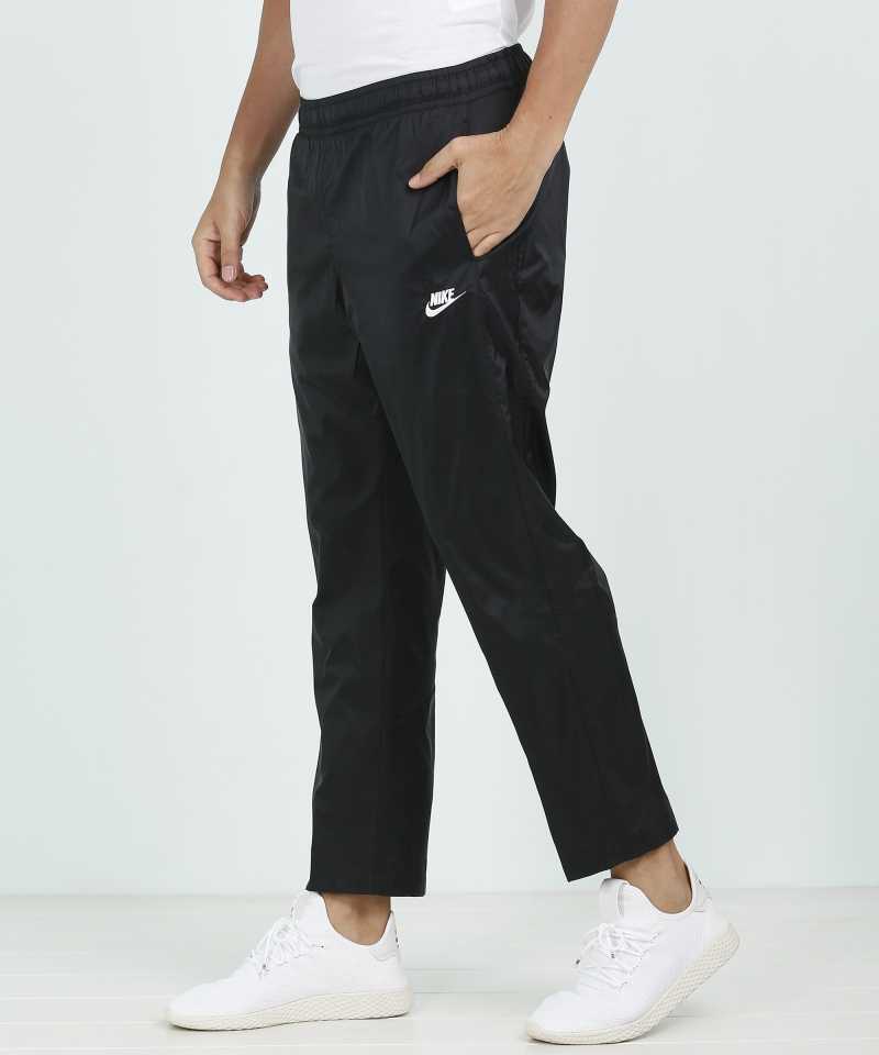 nike solid men's black track pants