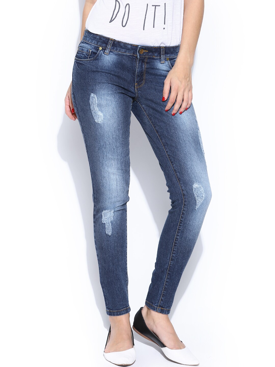 Wills Lifestyle Blue Washed Skinny Jeans